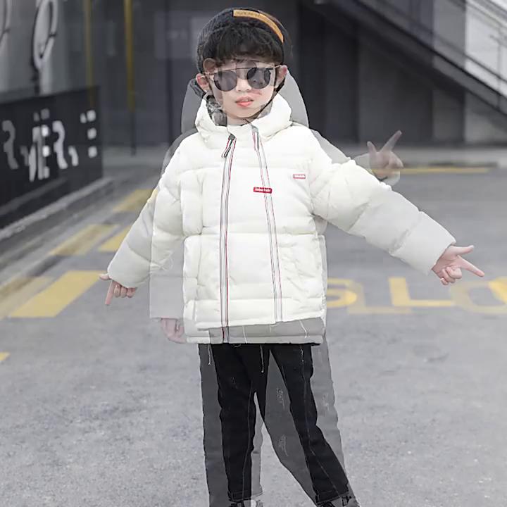 Winter Boys Down Jackets Thicken Warm Double Sided Wear Warm Hooded Kids Coat for 2-10 Years Children Outerwear Clothing