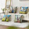 4Pcs Easter Happy Pillowcase, Cute Rabbit, Plant Flowers, Easter Egg Pillowcase, Easter Party Decoration Sofa Cushion Cover