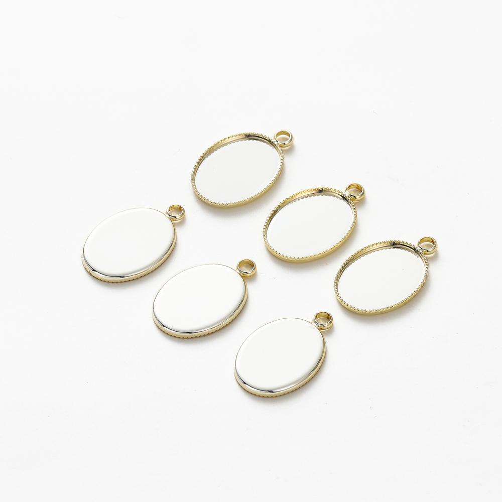 10 Pièces/Lot Plaqué Or 14K 18K Cabochon Avec Trou Base de Pendentif Plateau Vide Lunette DIY Pendentif Fait Main Bijoux Fabrication Fournitures