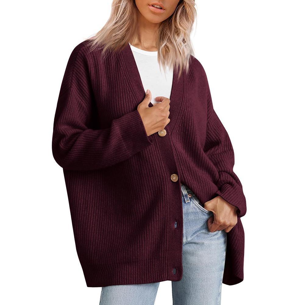 Simple Women's Knitted Cardigan Soft Comfortable V-neck Cardigan Clothes for Commute