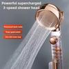 3 Modes High Pressure Shower Head Gold Water Saving Showerhead with Stop Button Eco Filter Shower Head Bathroom Accessories