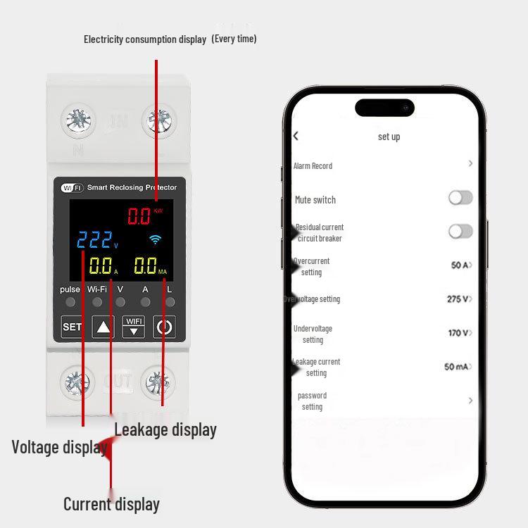 WiFi Smart Timer Leistungsschalter mit Sprachsteuerung und Leckageschutz