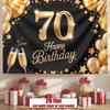 Party Backdrop 70Th Birthday Stars Flat Golden Balloons Champagne Glasses Number Parties Celebration Photo Booth Front Door Decor