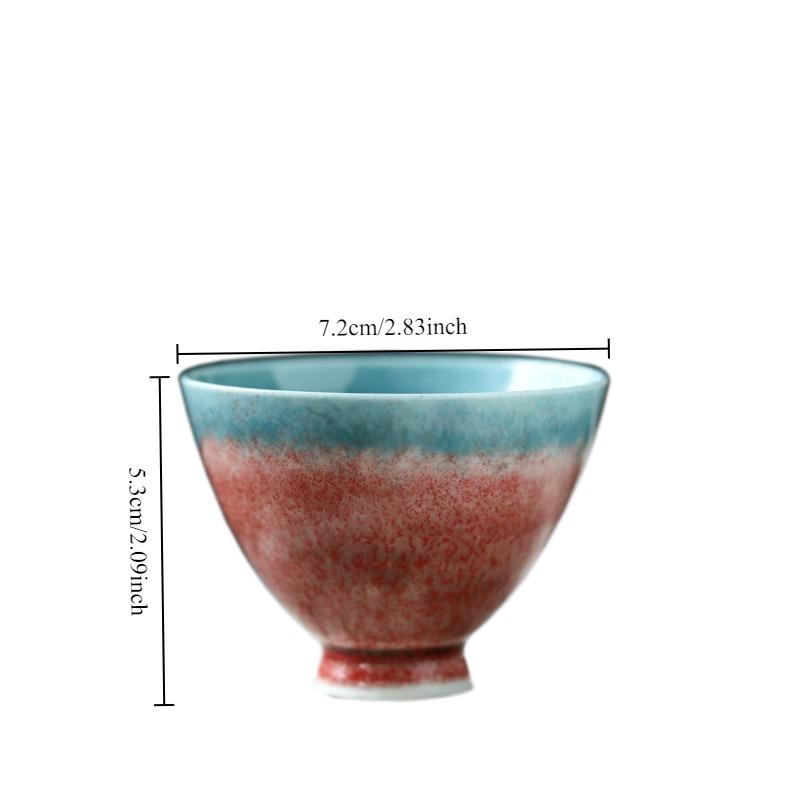 Rote Blaue Ofentransformation Meisterbecher Teedose Handgefertigt Keramik Persönlicher Becher