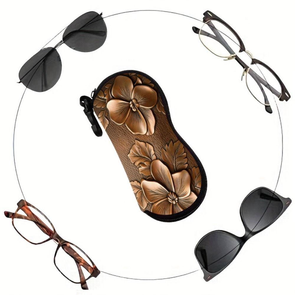 Hanging Sunglasses Storage Bag Leather Sunglasses Holder Butterfly Print Eyeglass Case  Women