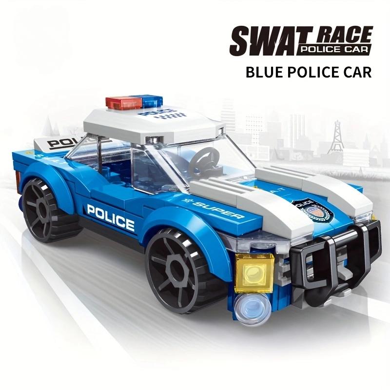 100 + PCS Bausteine Kit Spielzeug Blau Polizei Auto Spielzeug Geschenk Polizei Serie Auto Kinder Erwachsene Glücklich Geschenk