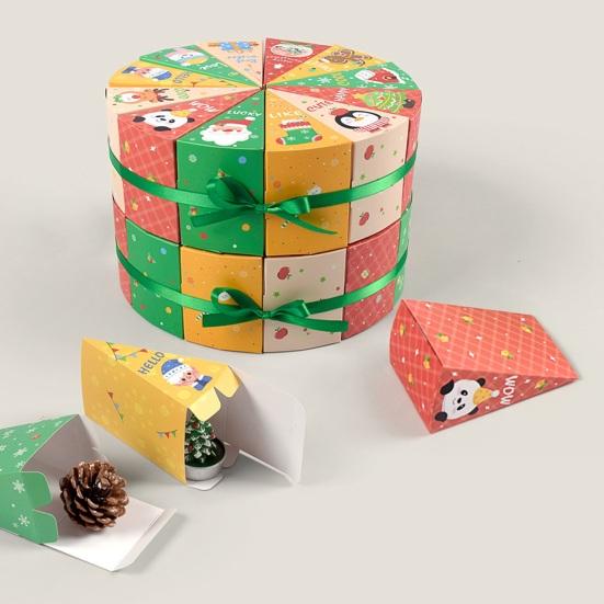 12Pcs/Set Christmas Treat Box Fan Design Cookie Box Combination Cartoon Small Gift Boxes Christmas Candy Boxes for Xmas Party Favors