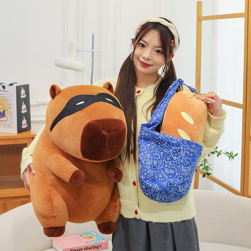 The Thief Capybara Plush Toy Ninja Kapibara Doll Throw Pillow Grab Machine Doll Gift Exchange