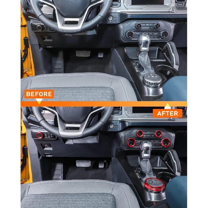 Savadicar CKT01 Billet Aluminum Control Knob Trim Sets, Headlight/4WD/HVAC Climate Control Knob Ring Bezels, Air Conditioner/Radio Switch Cover for