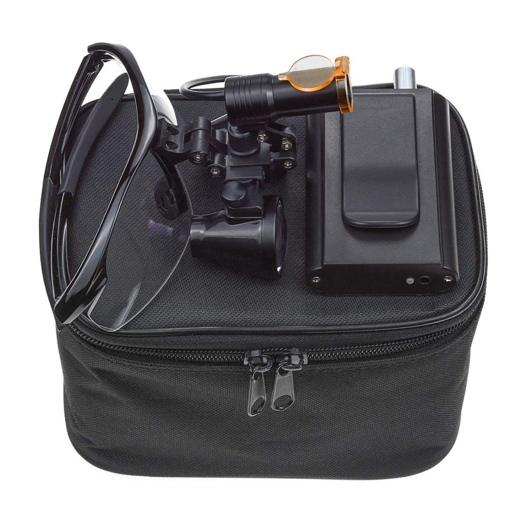 EUSTOMA 3.5x Magnifying Glass, 3.5X Binocular Loupe with 5W Clip-on LED Light, Seat-Mounted LED Lamp, Binoculars with Cloth Bag Storage Case,