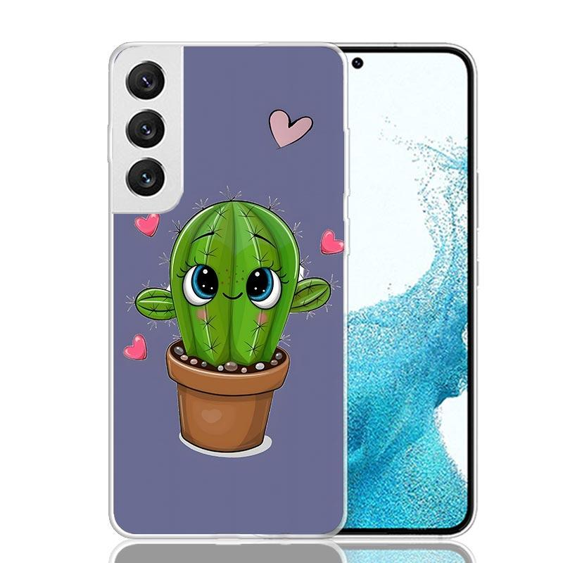 Cartoon Plant Cactus Phone Case For Samsung Galaxy S26 Ultra S23 S24 S25 Edge S20 FE S21 S22 Plus Soft Print Shell Cover Fundas