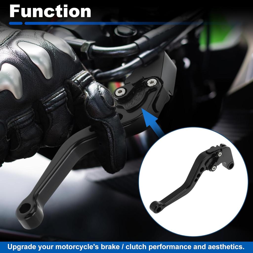 Motorcycle Short Brake Clutch Lever Adjustable for Suzuki GSXR600 GSXR750 GSXR1000 Solid Black Aluminum Alloy Handlebar Brake Lever Clutch Lever
