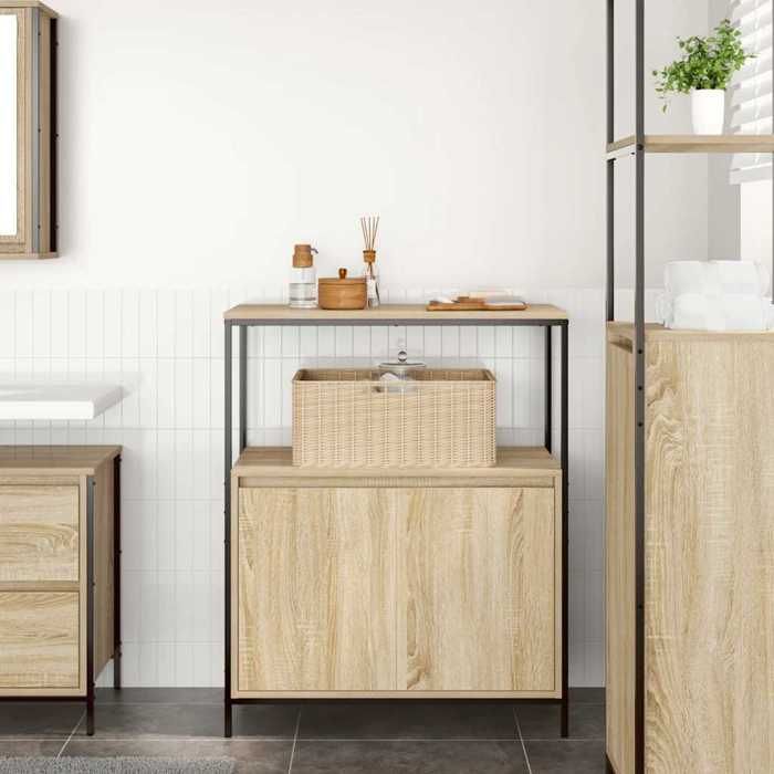 VidaXL Meuble de salle de bain et étagères chêne sonoma 76,5x35x95 cm, armoire de rangement de salle de bain, armoire de 861918