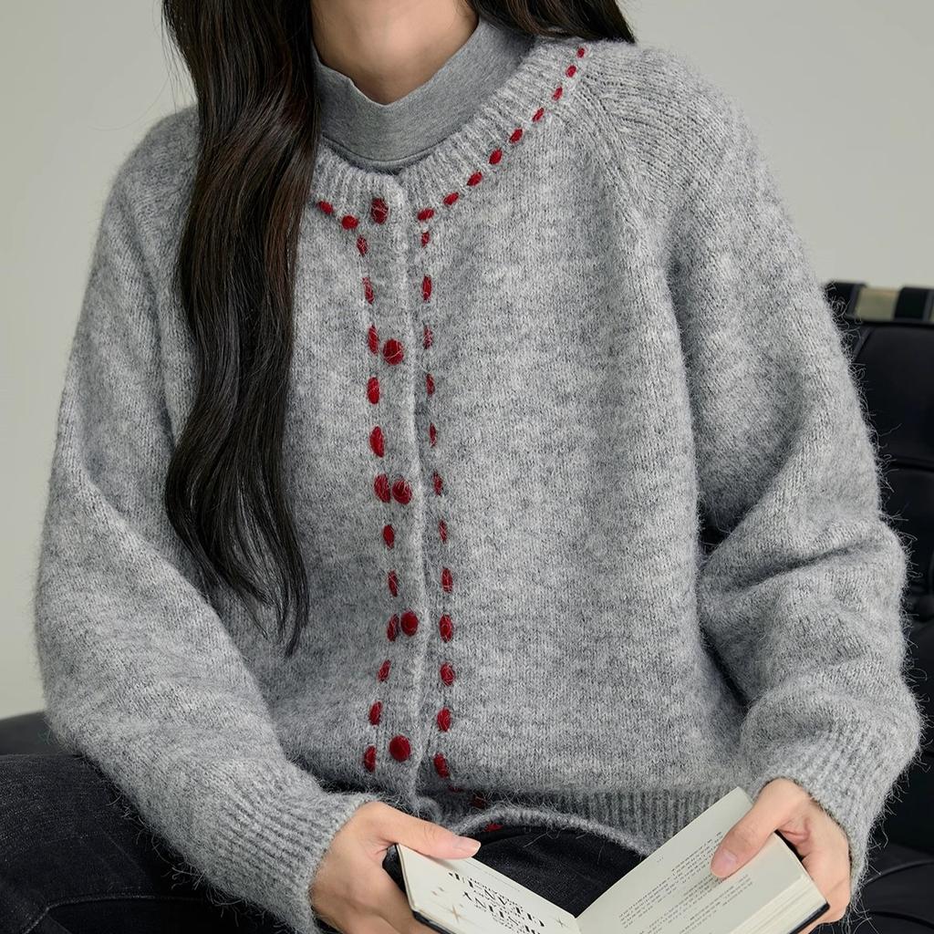 Autumn Winter single-breasted Knitted Sweater Short Cardigan jacket Loose Crew Neck korean Fashion solid Sweaters youth Women