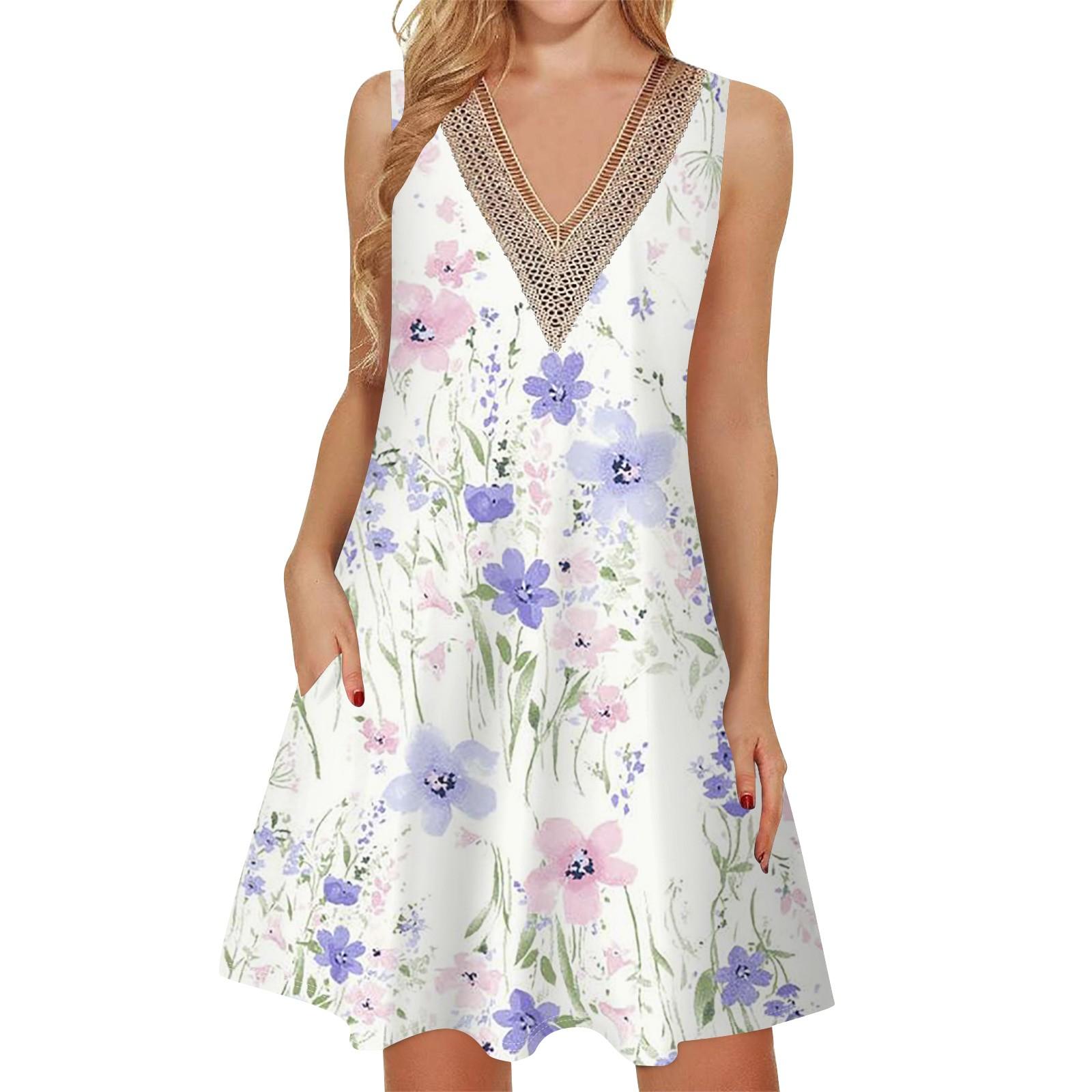 

Женское летнее повседневное платье без рукавов, платье-майка с v-образным вырезом, свободное богемное платье XL белый