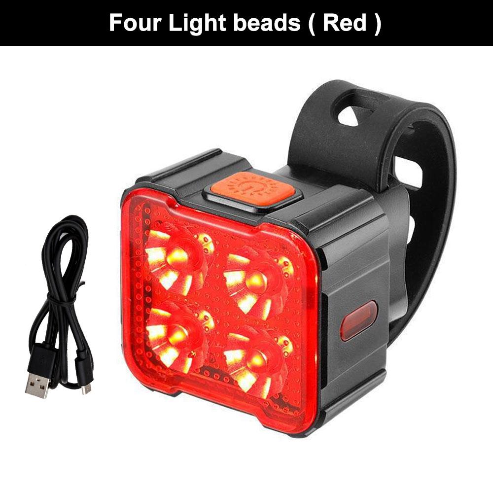 Red/White Cycling Taillight 6 Lamp Headlight Bicycle Lights Bike Safety Warning Light LED USB Rechargeable Waterproof Bike Light