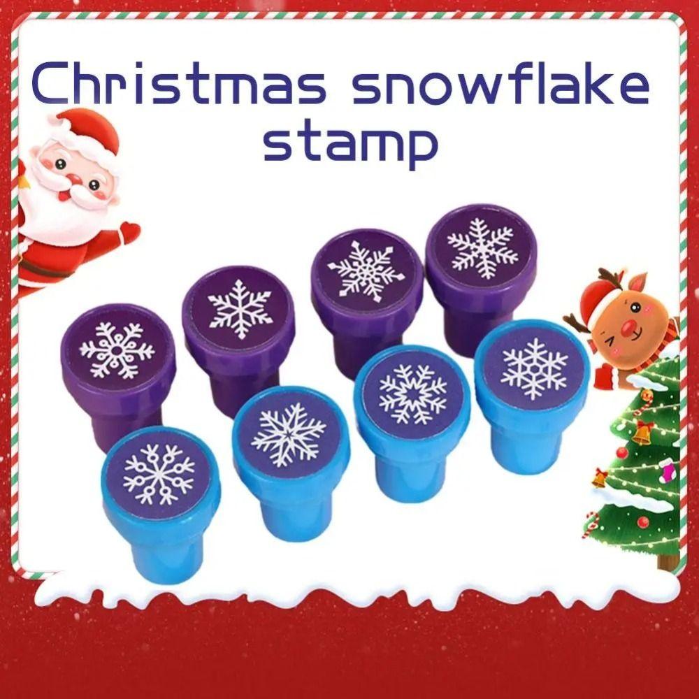 8Pcs Plastic Christmas Snowflake Stamp Self-Adhesive Snowflake Pattern Holiday Stamp Set Self-Adhesive Stamps Christmas Parties
