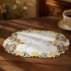 Oval Lace Table Linens Cute Rabbit Placemats, Cartoon Bunny And Tulip Placemat, Hollow Out Floral Kitchen Decor Accessories Place Mat, Fabric