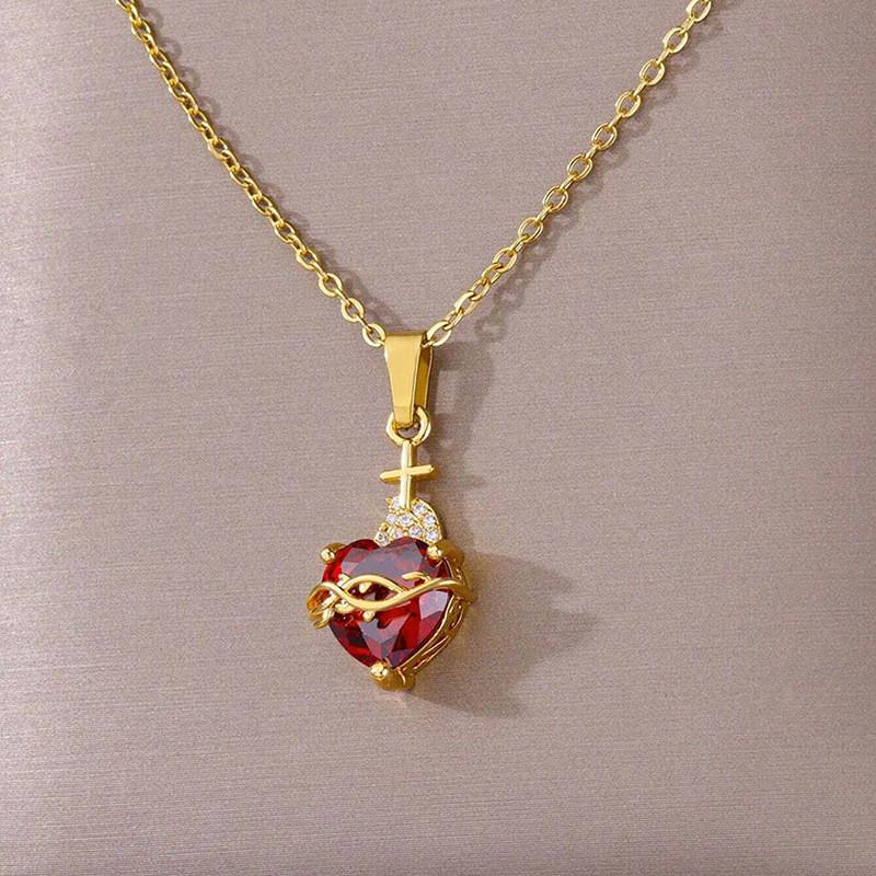

925 Sterling Silver Zircon Heart Cross Necklace for Women Girls Chain Love Necklaces Vintage Aesthetic Fashion Jewelry Gift