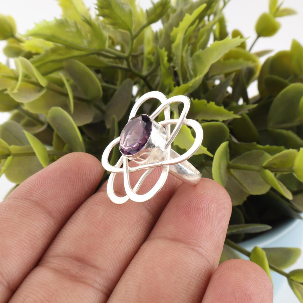 Amethyst Gemstone Ring, Handmade Gorgeous Jewelry, 925 Solid Sterling Silver Jewelry, Bohemian Ring For Wedding Gift