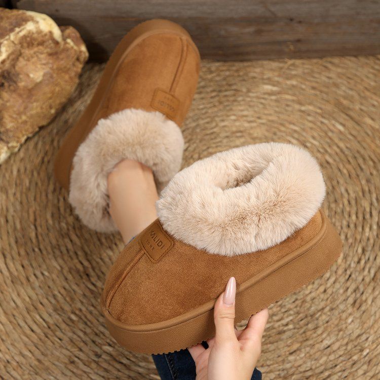 Bag heel cotton slippers women's autumn and winter 2025 warm indoor home thick sole plush outer wear confinement shoes men