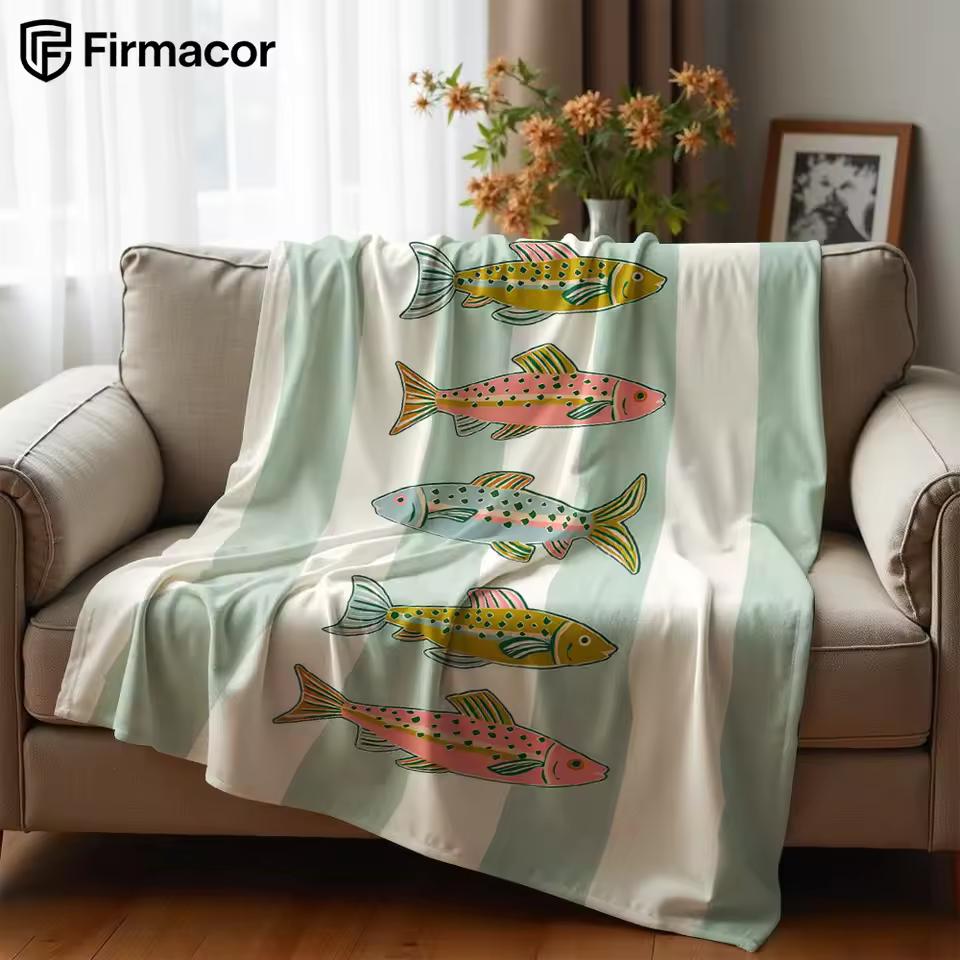 Striped Trout Fish Lightweight Microfiber Soft Christmas Fleece Blanket Warm Cozy Throw for Bed Sofa Office Travel All Season