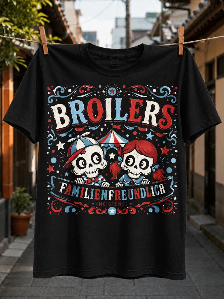 Broilers Familienfreundlich Meistens Lettering with Circus Tent Siblings Ornate Carnival Red Blue Unisex All T-Shirt