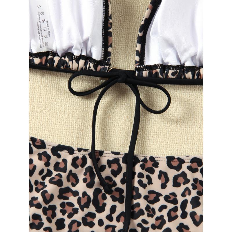 1011 New Leopard Print Swimsuit Women's European and American Sexy Lace-up Bikini Swimsuit Bikini