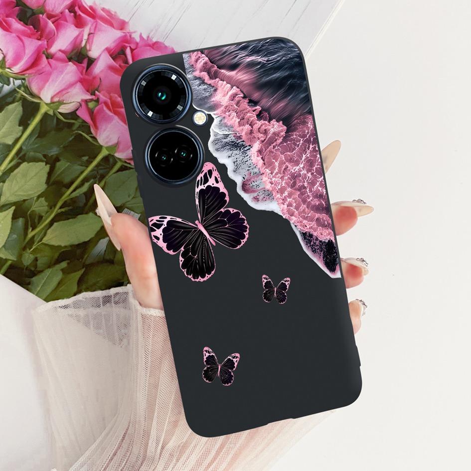 For Tecno Camon 19 Pro CI8 Case Camon19 Pro 5G CI7n Cover Pretty Butterfly Soft Silicone Black Cover For Tecno Camon 19 Neo Etui