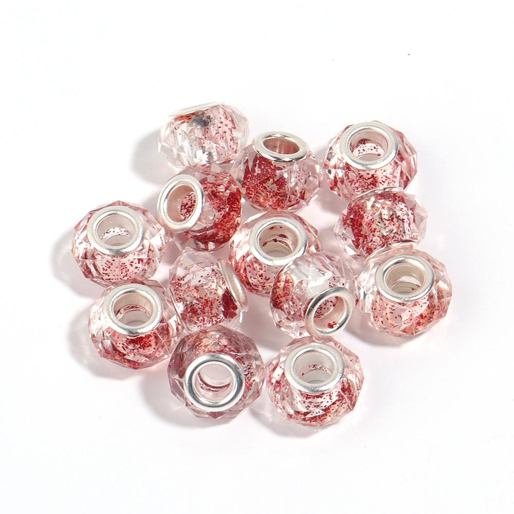 10Pcs/lot Transparent Color Faceted Resin Beads Large Hole Loose Beads for Jewelry Making DIY Bracelet Decoration Charm Supplies