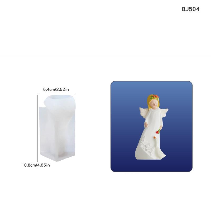 Epoxy Resin Flower Wreath Angel Girl Silicone Mold Creative DIY Angel Aromatherapy Candle Mold Home Decoration