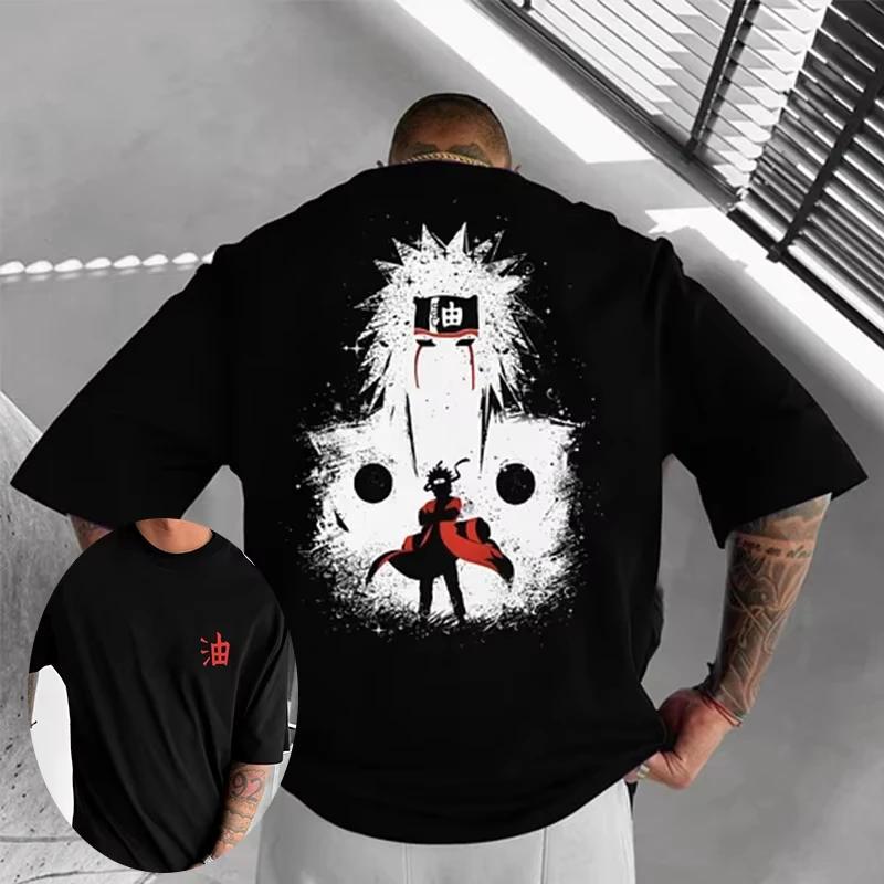 Sommer Herren Baumwoll-T-Shirt Japanischer Anime Persönlichkeitsdruck Lockeres Baumwoll-T-Shirt Täglich mit Lässigen Kurzen Ärmeln