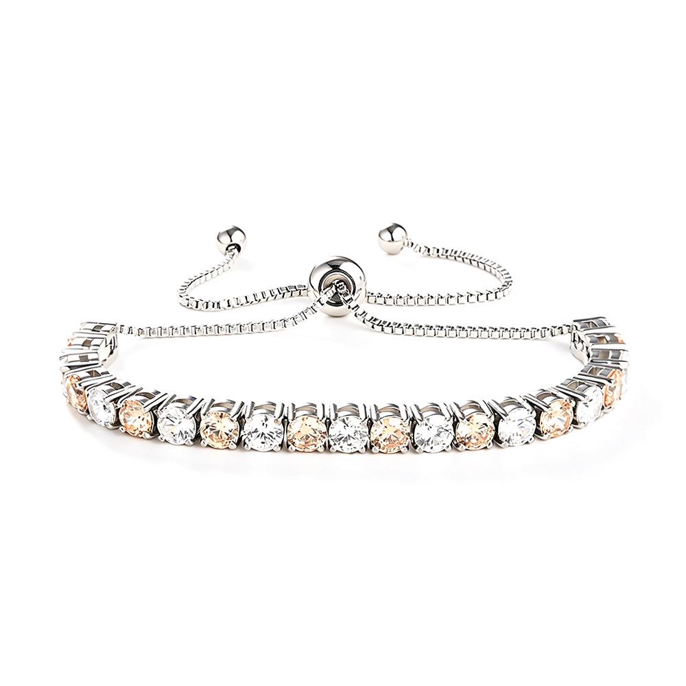 Elegant 4mm Zircon Women's Adjustable Stainless Steel Bracelet