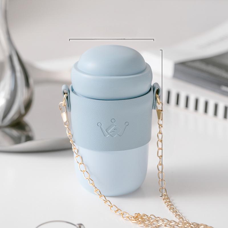 High Value Ceramic Imitation Thermos Cup for Girls Creative Shoulder Hanging Water Cup Outdoor Cute Mug with Lid Portable