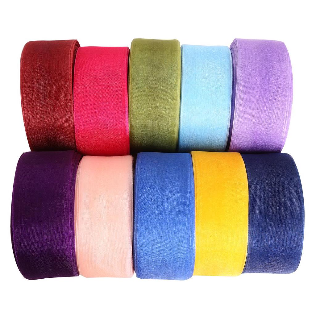50 Yards Roll Organza Fabric Ribbon, 38mm for Gift Wrapping Party Wedding Decoration DIY