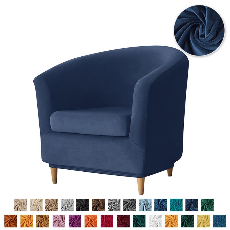 Soft Velvet Club Sofa Cover Stretch Bath Tub Armchair Covers Solid Color Single Sofa Chair Slipcover Bar Counter with Seat Cover