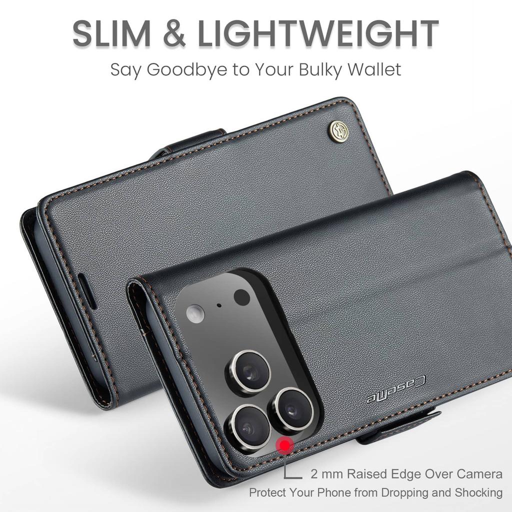 For iPhone 17 Pro Max 17 Air 17 Case With Card Holder, Wallet Case with RFID Blocking, Durable Leather Kickstand Magnetic Clasp
