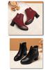 Women's Red Velvet Ankle Boots - 2023 Autumn/Winter Wedding & Banquet Style for Mothers
