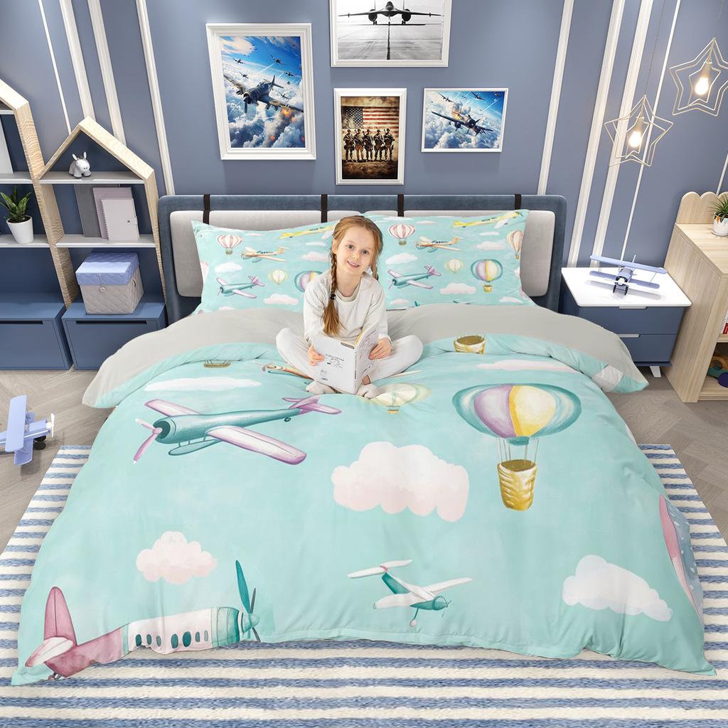 Comforter Homewish Cartoon Airplane For Children Transportation Theme Bedding Set Aircraft Plane Comforter Set