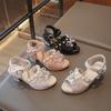 Girls' Pearl Bow High-Heel Sandals - Versatile and Fashionable Princess Shoes for Summer and Dance Performances