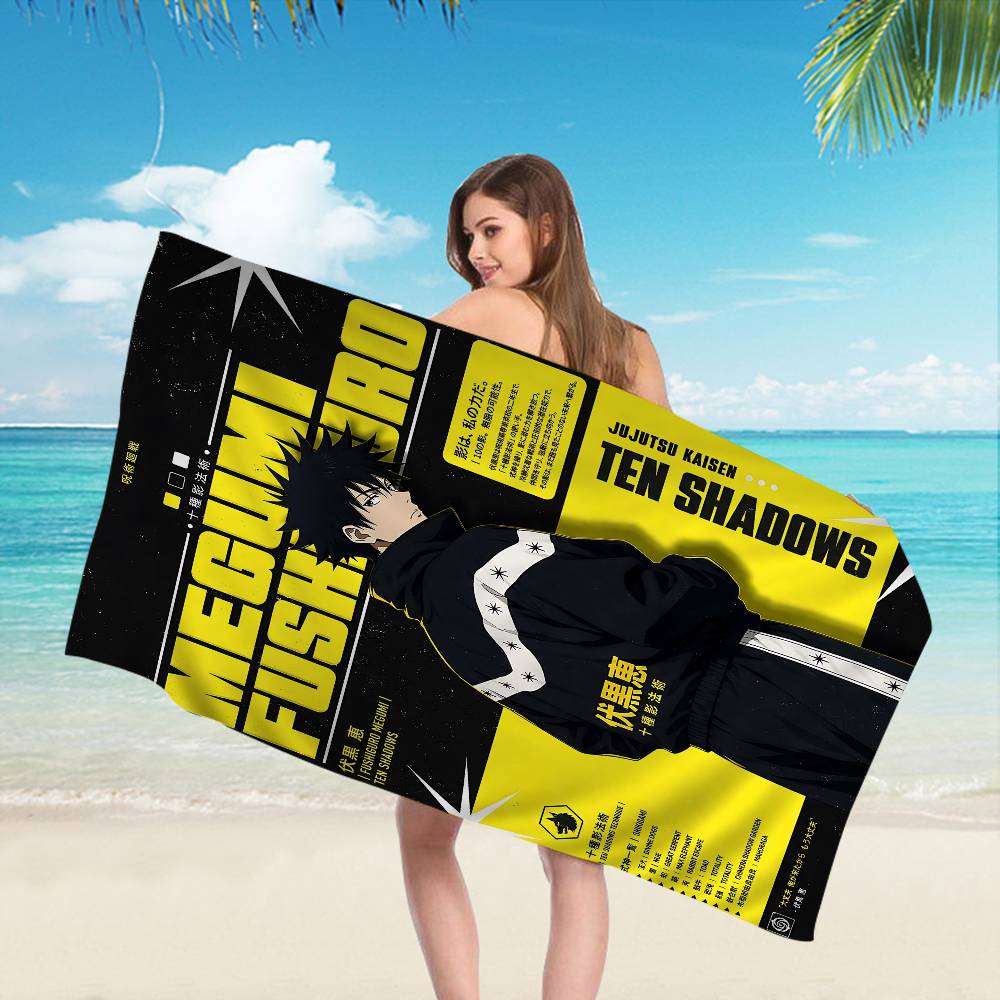 Anime Fushiguro Megumi Jujutsu Kaisen Beach Towel Colorful Bath Towels for Girl Microfiber Beach Yoga Spa Gym Pool