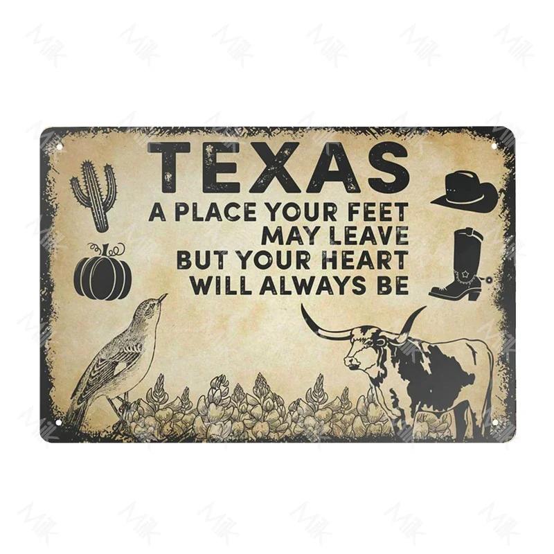God Bless Texas Retro Tin Sign Vintage Texas State Flag Metal Sign Texans Lone Star Wall Decor Shop Mural Bathroom Sign 12x8in