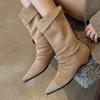 Fashion Pointed Toe Women's Boots Suede Fashion Heeled Shoes Winter Dress Luxury Designer Boots 2025 New Trend Elegant Botas Para Muje