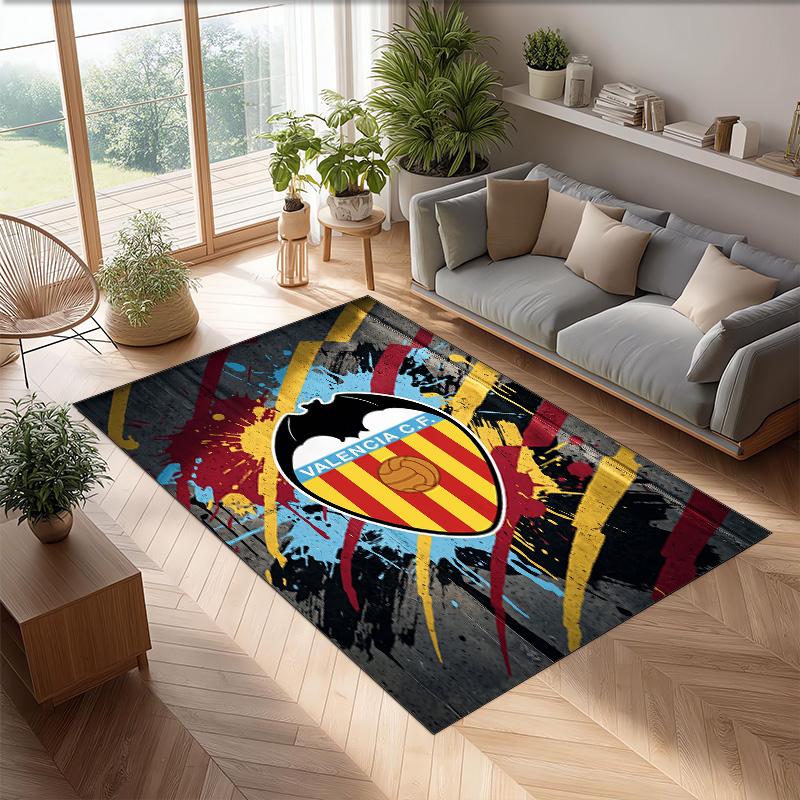 Valencia FC Soccer Football Pattern Soft Area Rug Non Slip Indoor Floor Carpet Sports Decor Mat for Bedroom