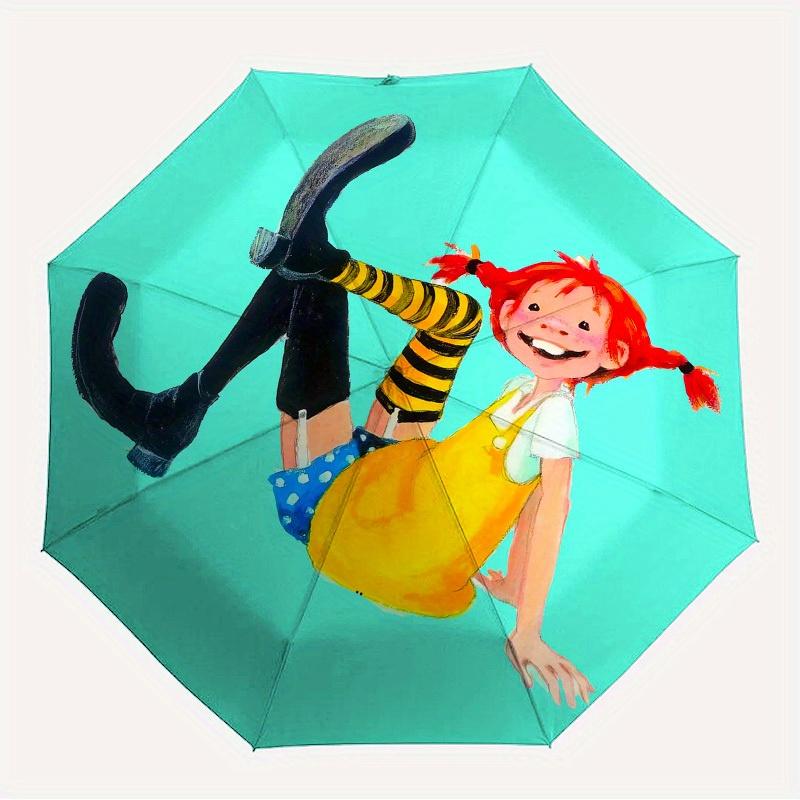 1pc Pippi Longstocking Themed High-quality Umbrella,Automatic Opening and Closing Umbrella,Multi-functional Umbrella G0811026