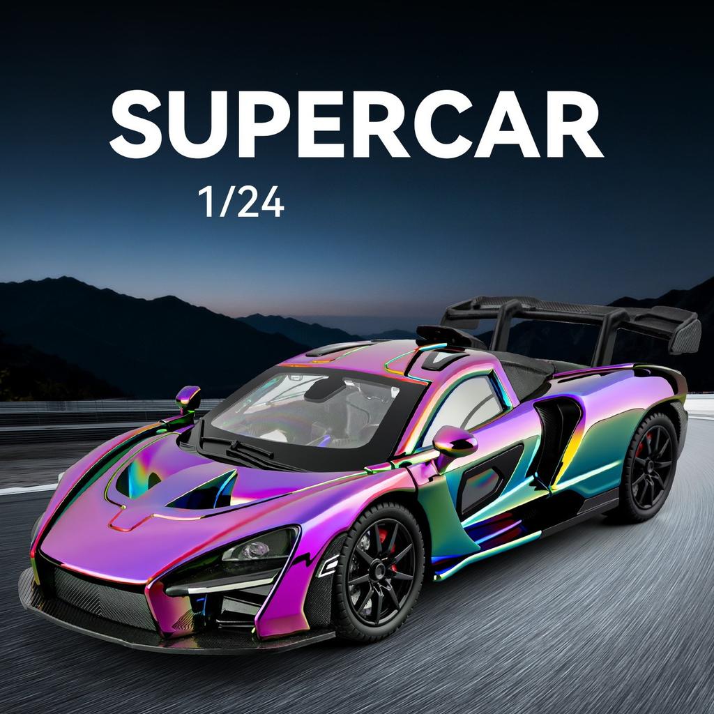 1/24 McLaren Electroplated Version of Senna Alloy Car Model Pull Back Children's Fun Play Parent-child Interactive Car