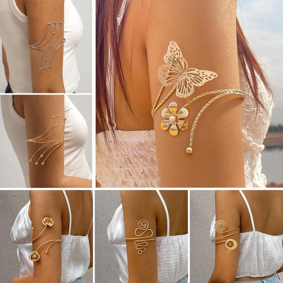 Arm Bracelet Punk Style Starfish Conch Flower Decor Opening Adjustable Arm Bangle Jewelry Accessories