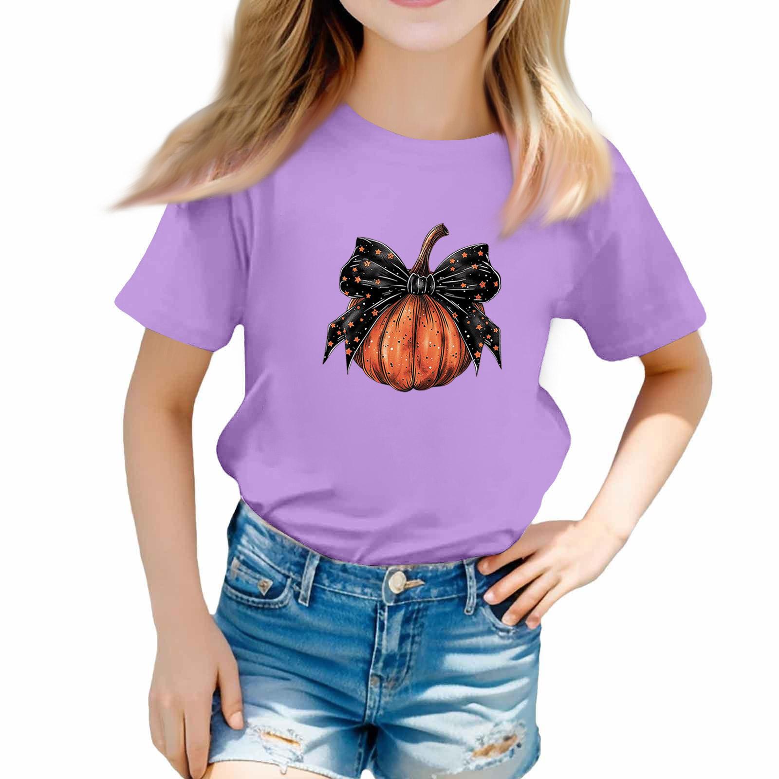 

Футболки для малышей на Хэллоуин, детские топы для мальчиков и девочек с принтом, футболки с коротким рукавом 160 фиолетовый