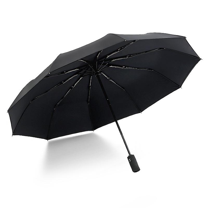 Automatic double-layer umbrella 10-bone wind-resistant three-fold men's umbrella umbrella word plus umbrella