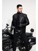 Men's PU Leather Motorcycle Jacket, Casual Retro Stand Collar Outerwear